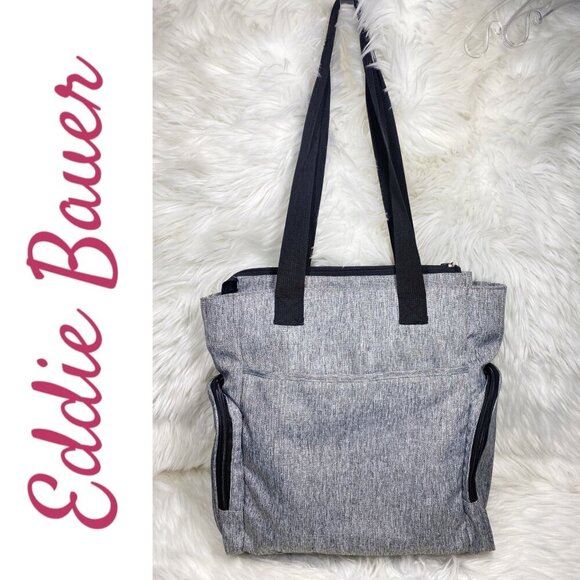 EDDIE BAUER FIRST ADVENTURE TRAVEL TOTE DIAPER BAG HEATHER GRAY 15” X 15” X 8” - Picture 3 of 15
